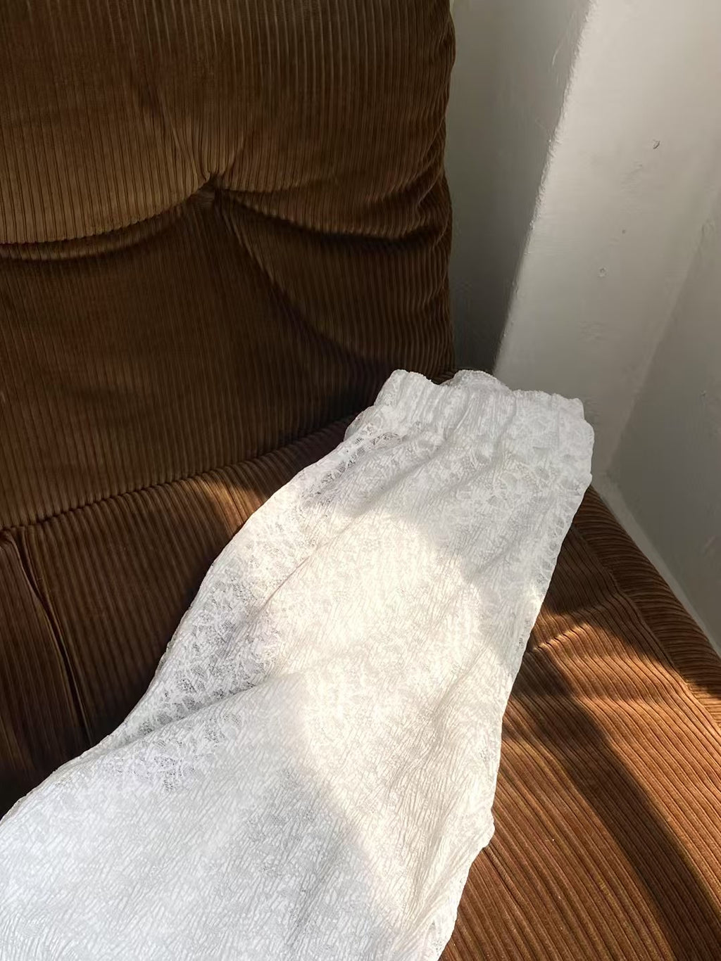 皺布長褲