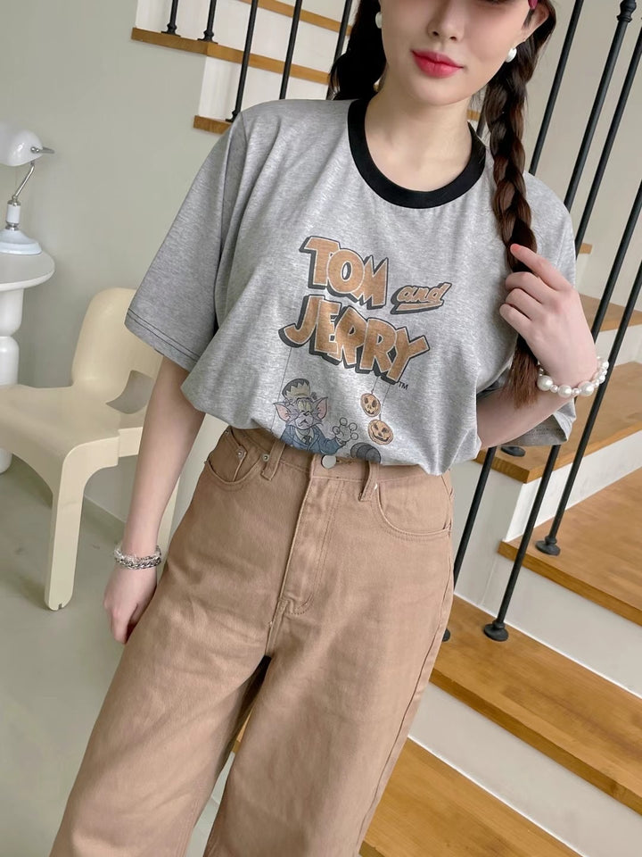 “Tom and Jerry”拼色Tee