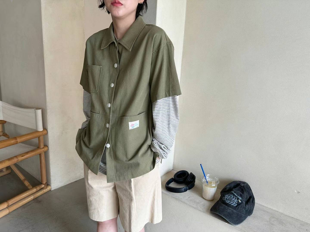 Pocket short-sleeved pullover jacket