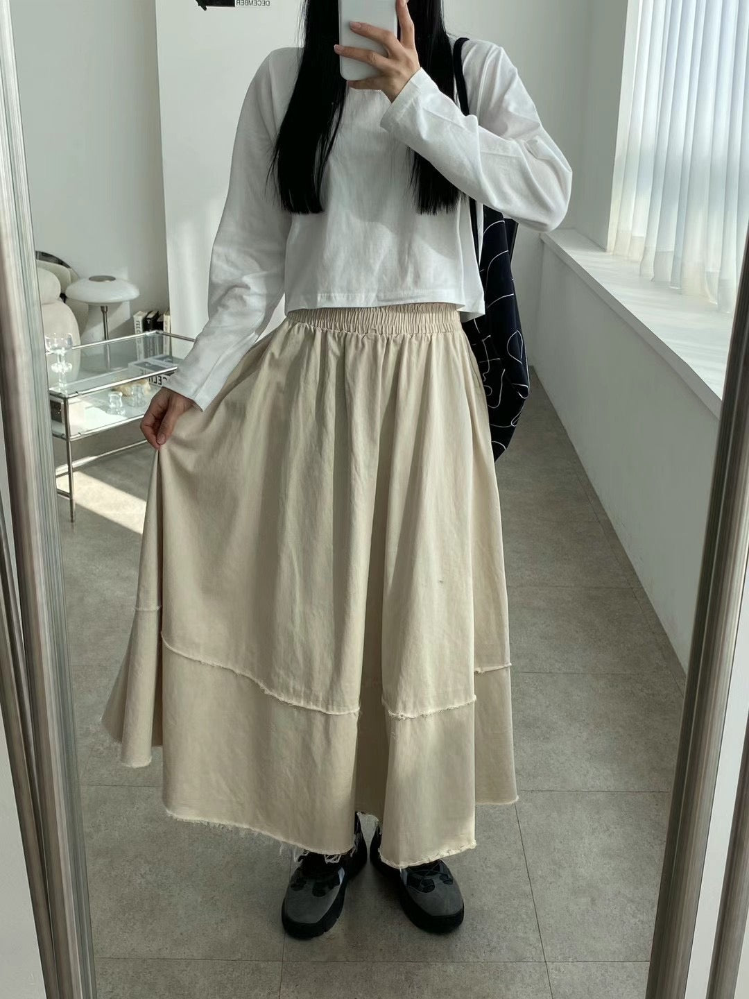 pull fabric long skirt