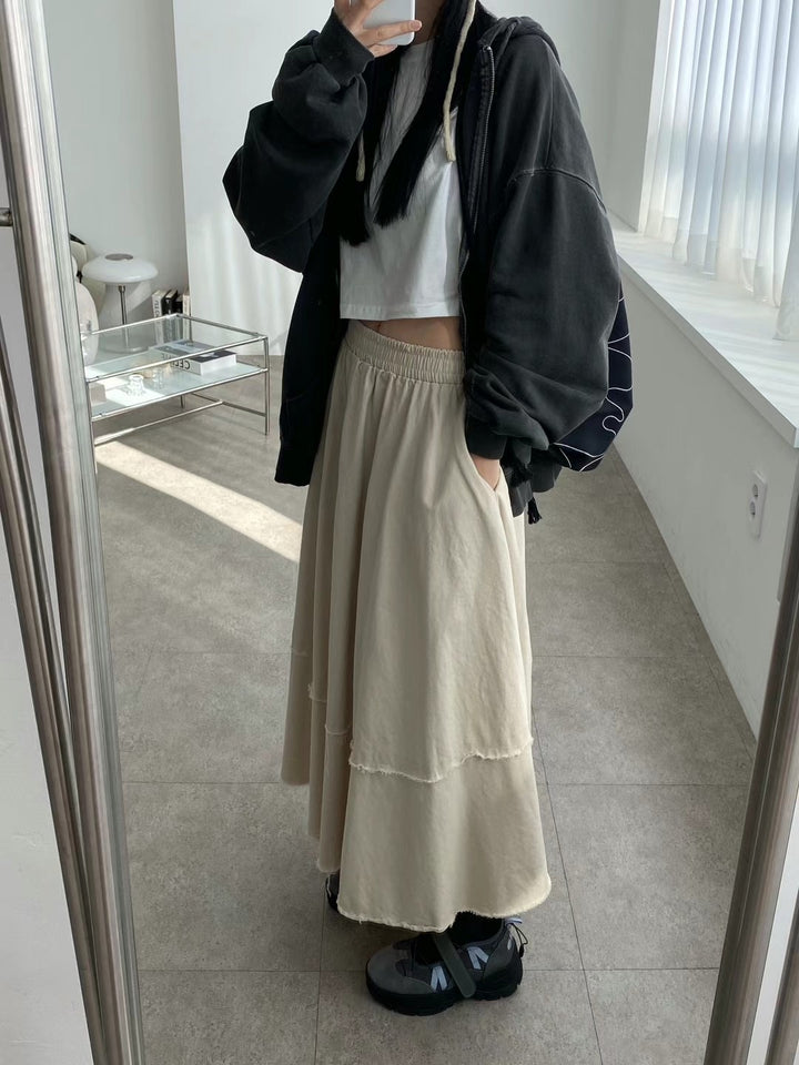 pull fabric long skirt