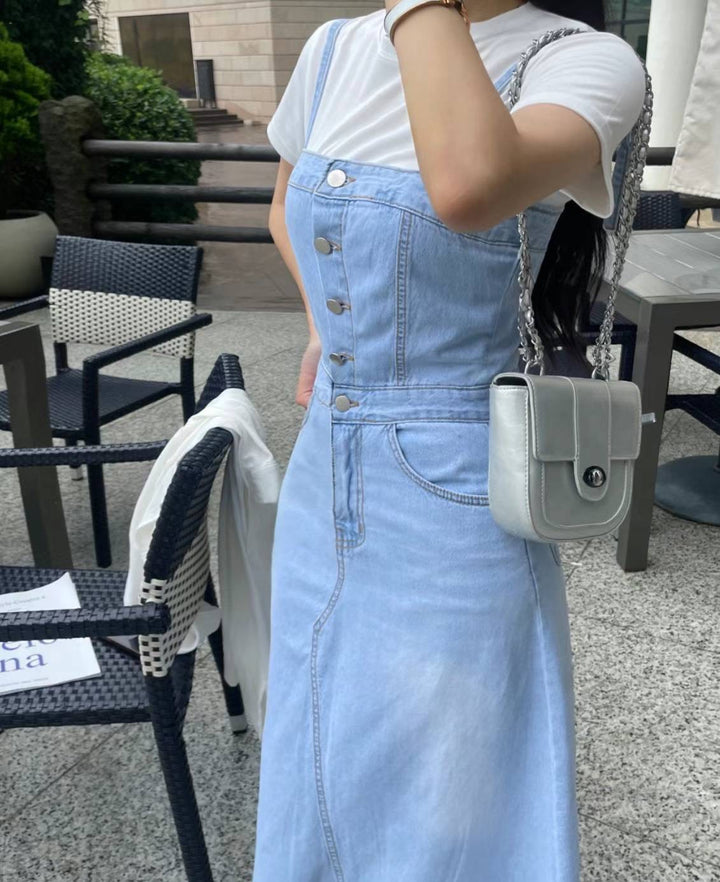 denim suspender dress