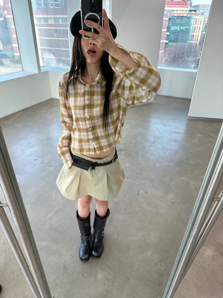 checkered short shirt