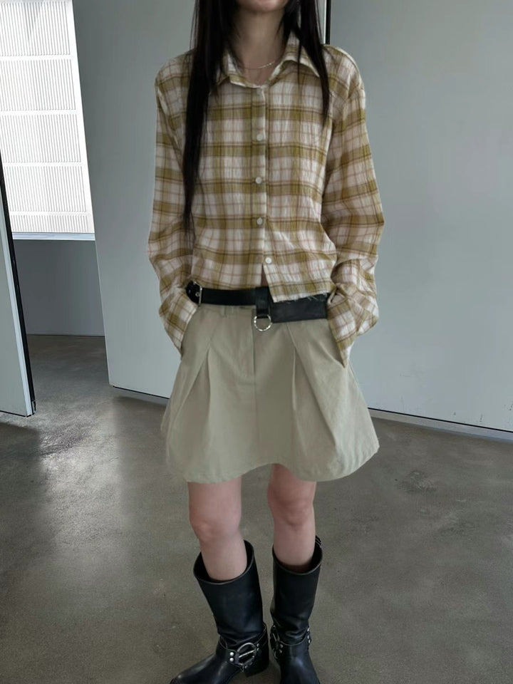 checkered short shirt