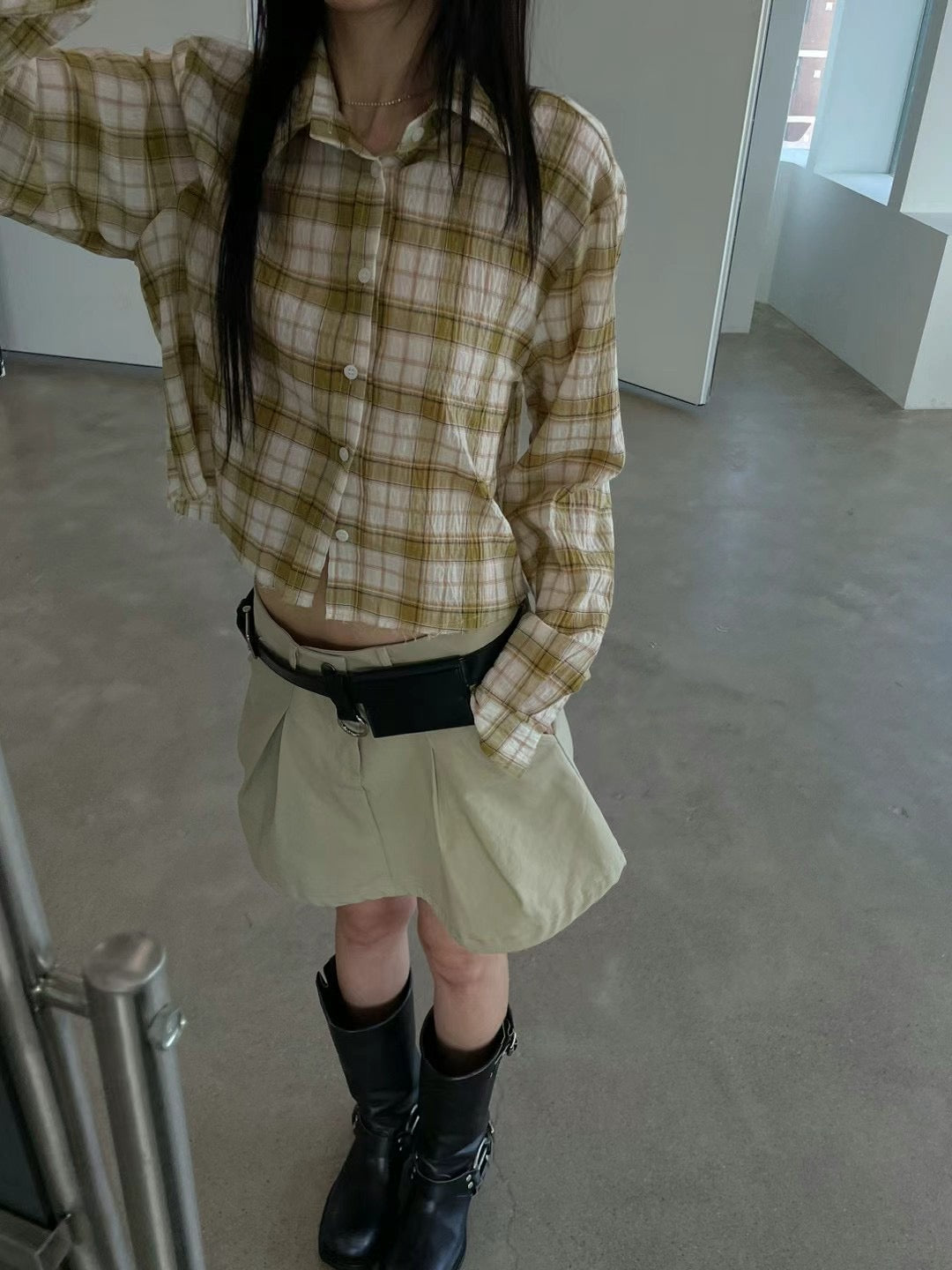 checkered short shirt