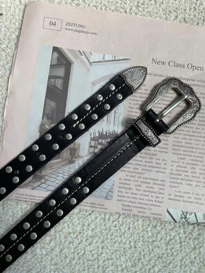 Studded cowhide belt