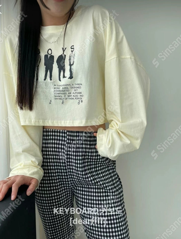 "Boys" long-sleeved short T-shirt