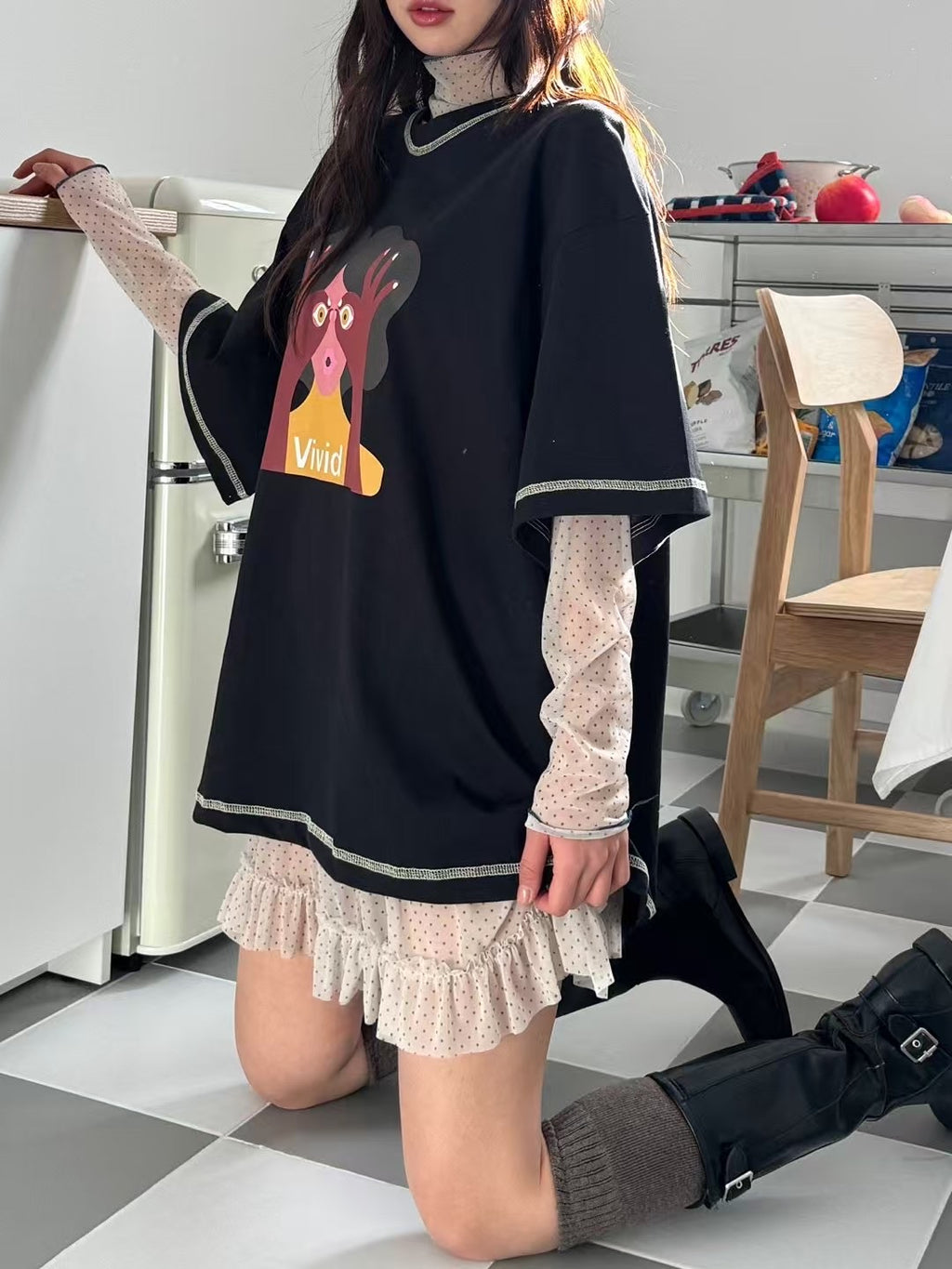 點點透明企領Tee (想做連身效果可加購“點點透明短裙”)