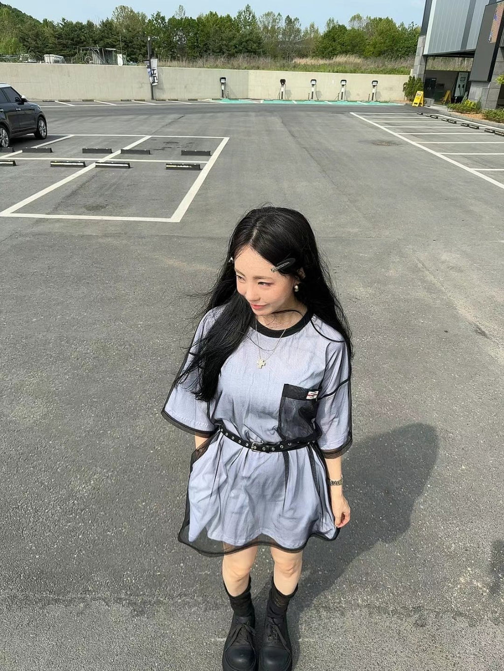 連belt雙層長紗TEE