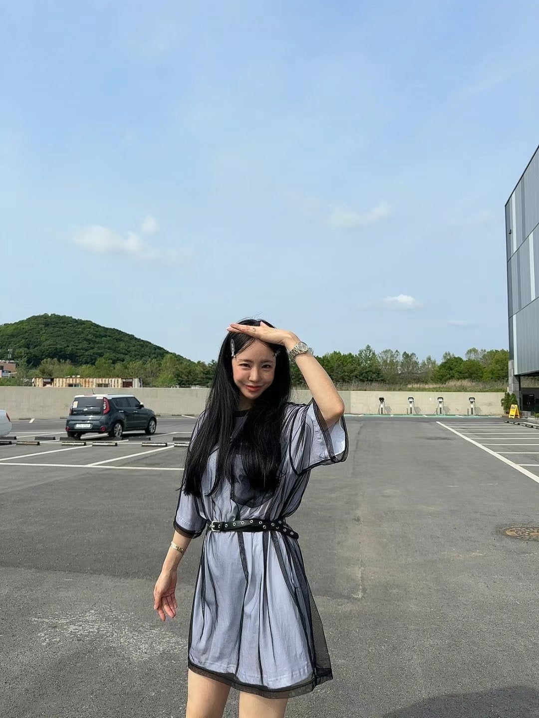 連belt雙層長紗TEE