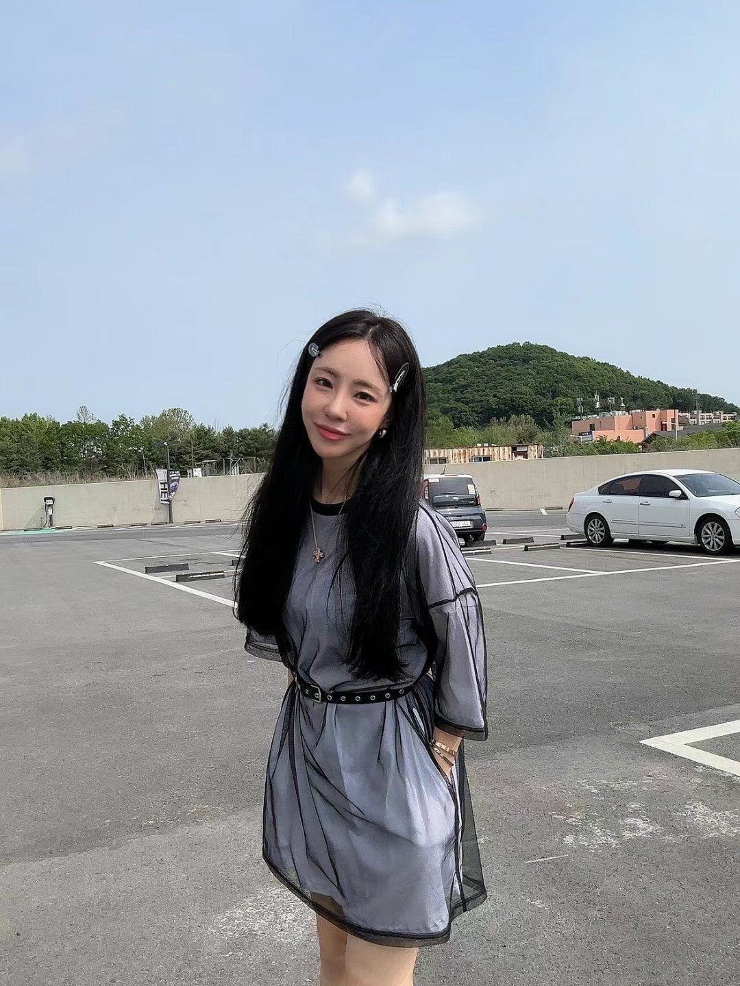 連belt雙層長紗TEE