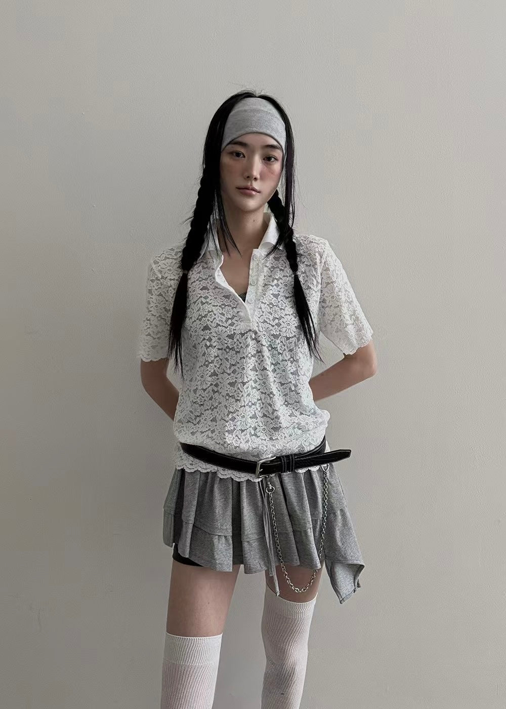 polo領lace Tee