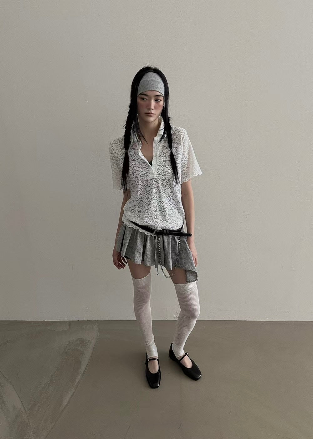 polo領lace Tee