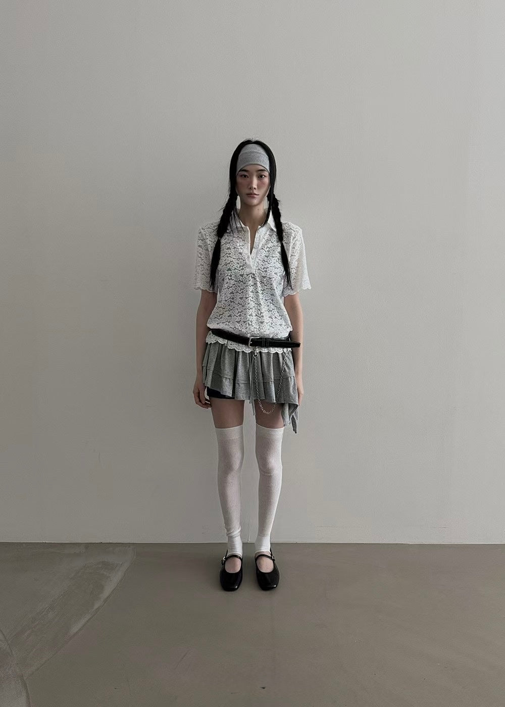 polo領lace Tee