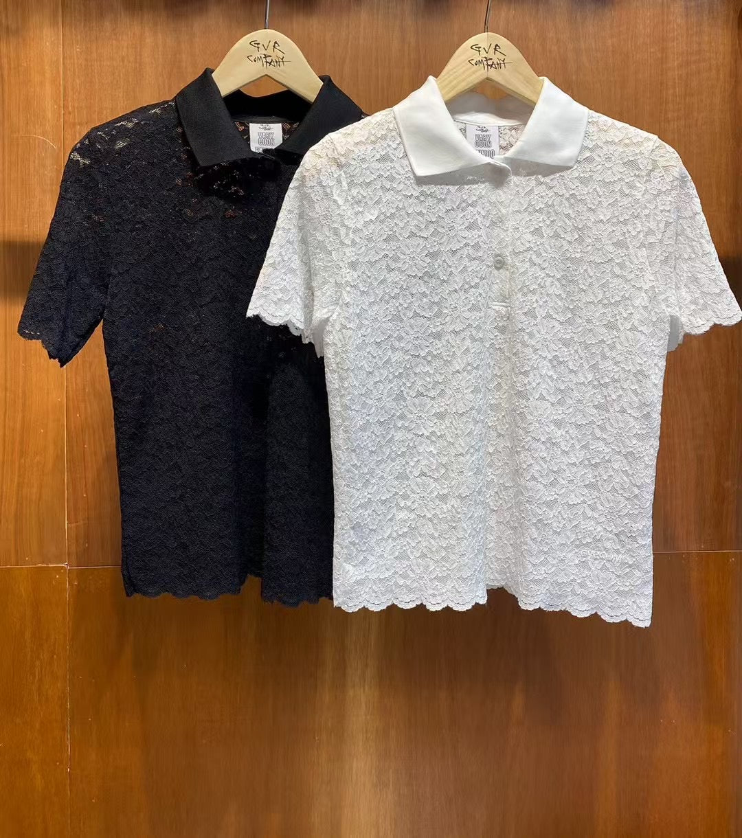 polo領lace Tee