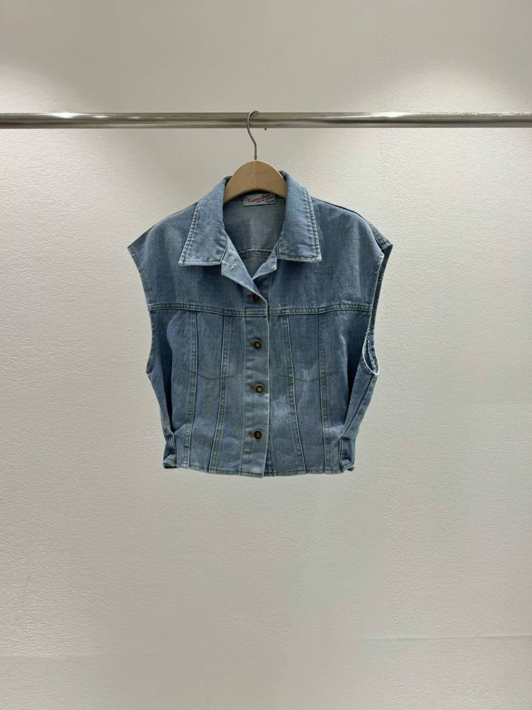 belted denim vest jacket