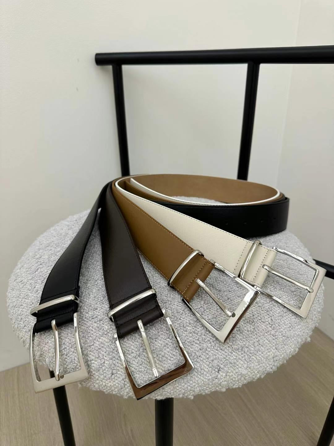 銀扣牛皮4.5cm粗Belt