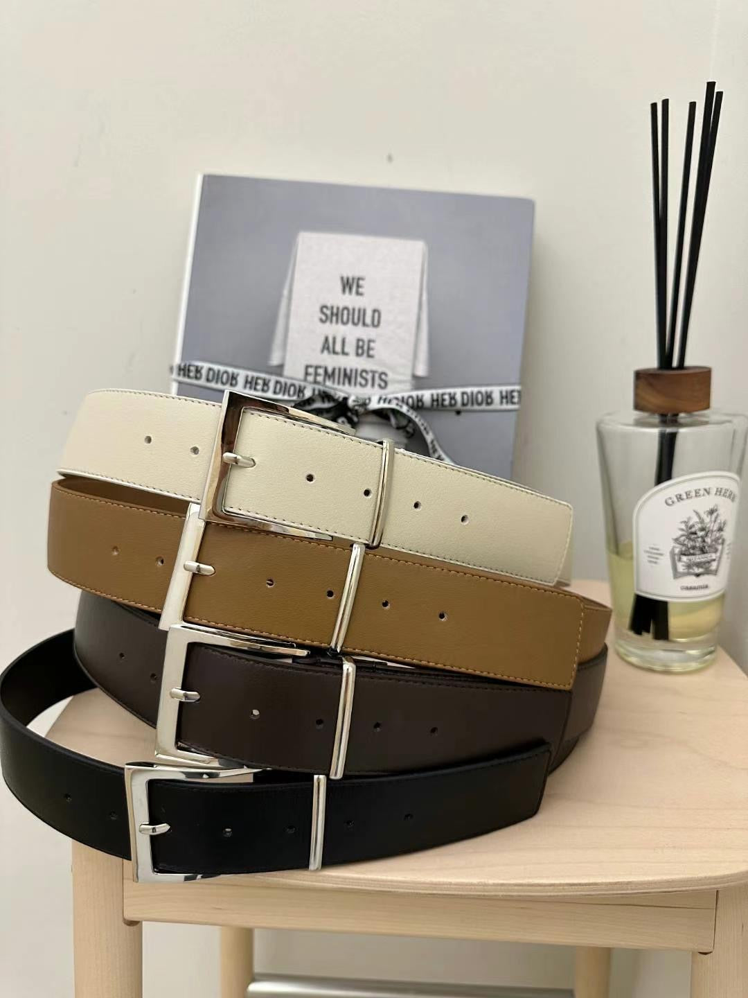 銀扣牛皮4.5cm粗Belt