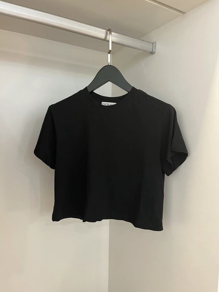 Solid color thin material short Tee