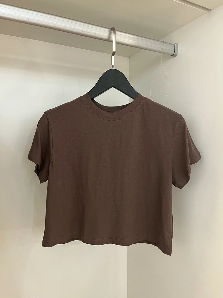 Solid color thin material short Tee