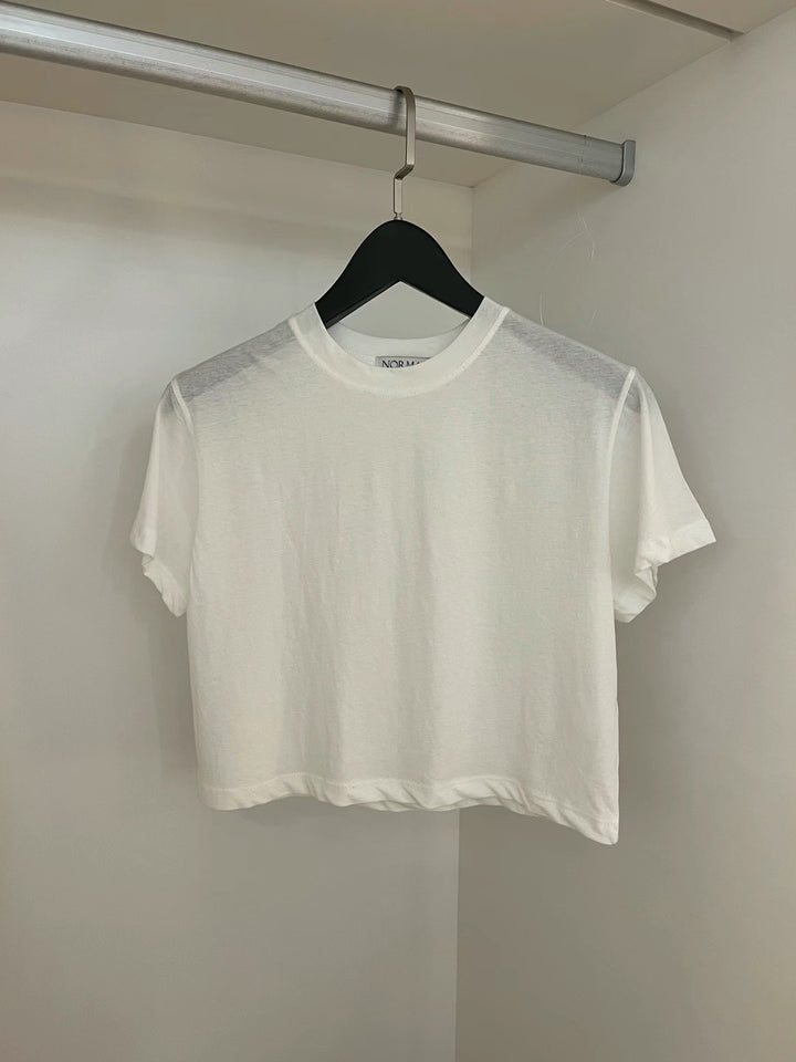 Solid color thin material short Tee