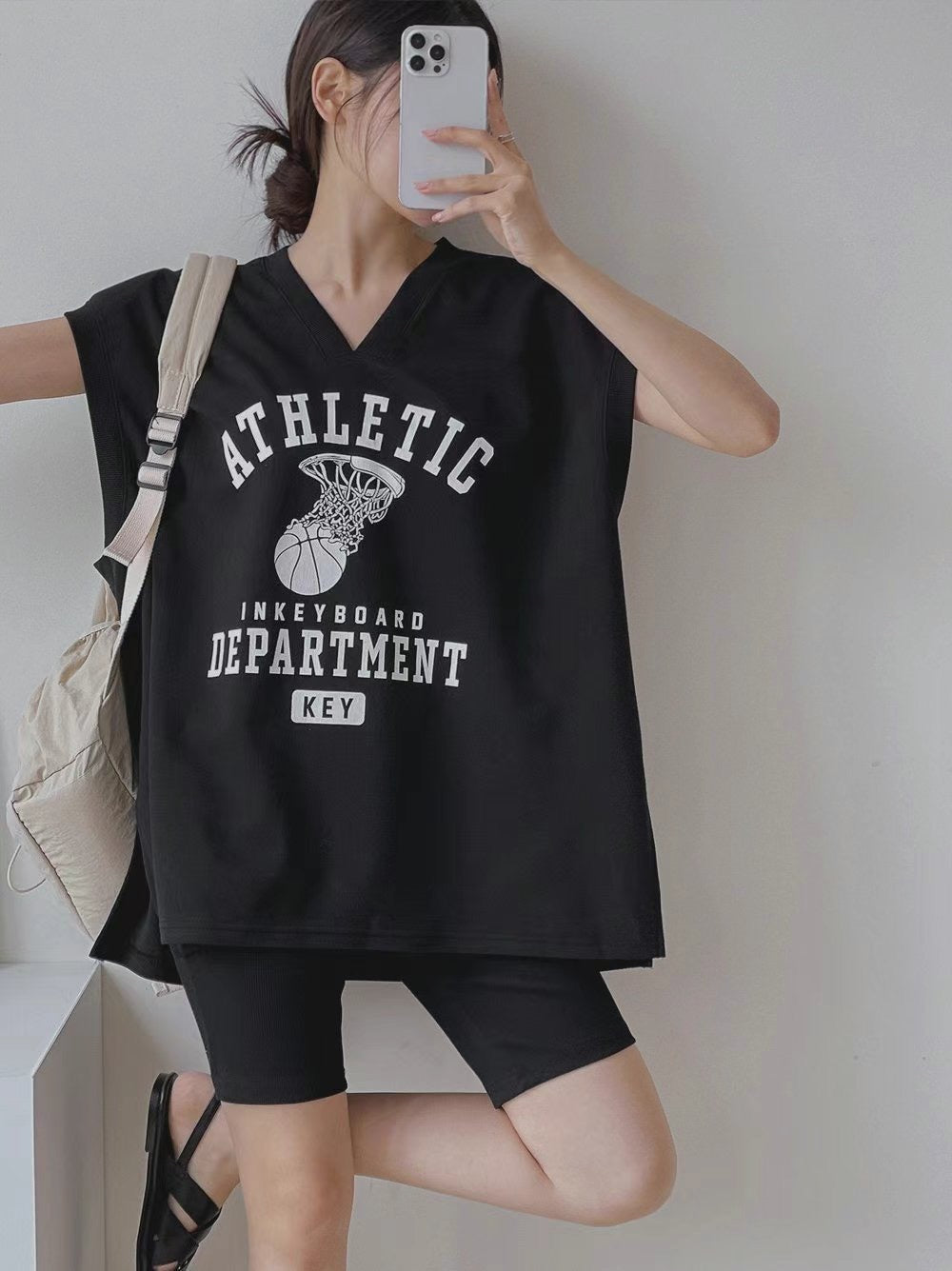 “ATHLETIC” V領背心單車褲set