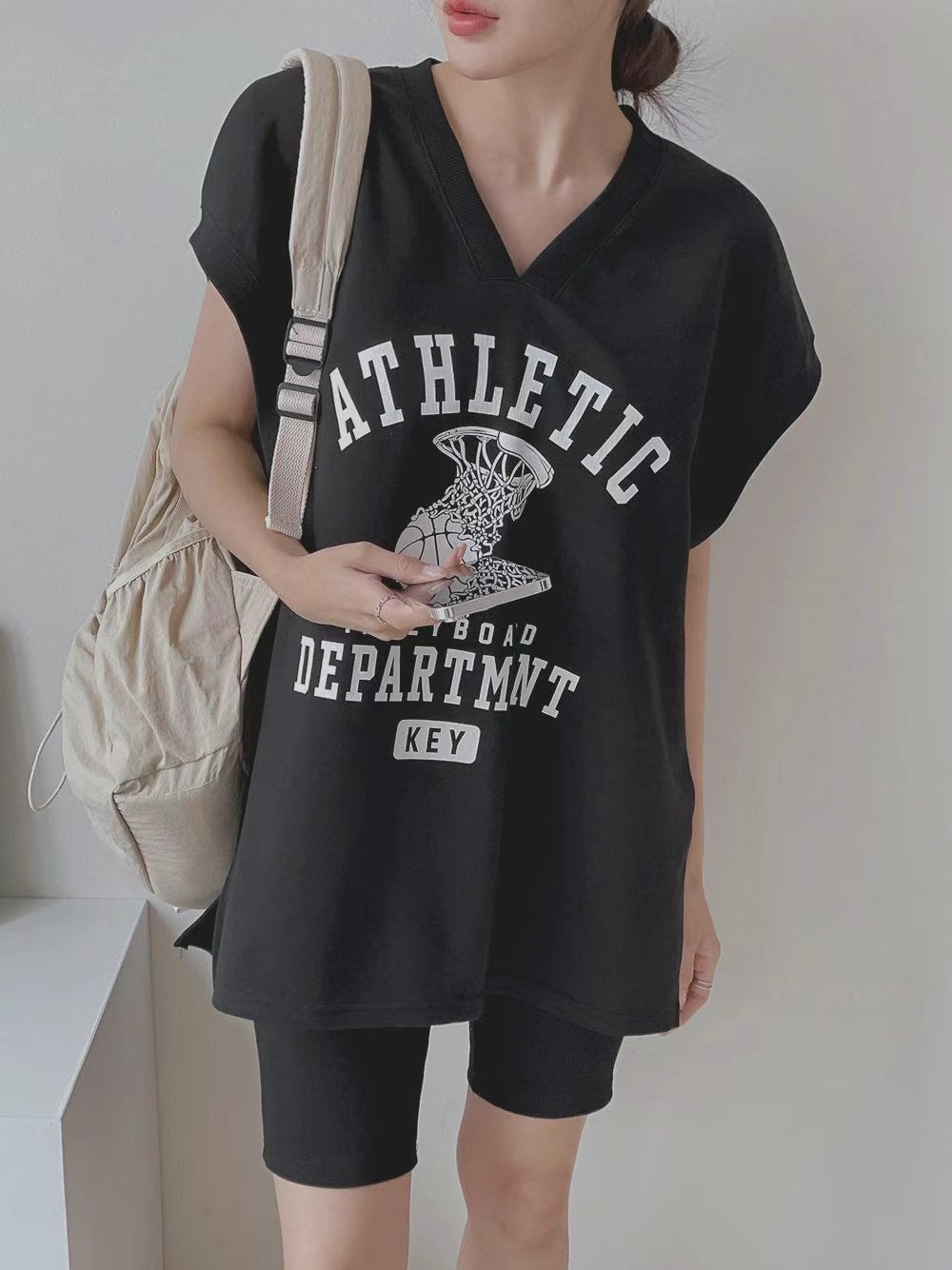 “ATHLETIC” V領背心單車褲set