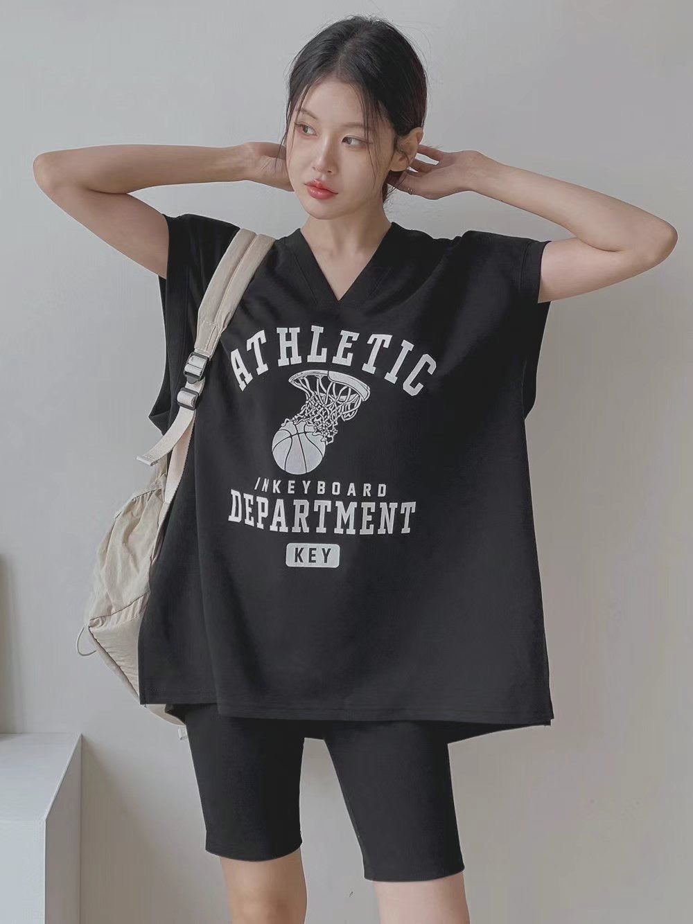 “ATHLETIC” V領背心單車褲set
