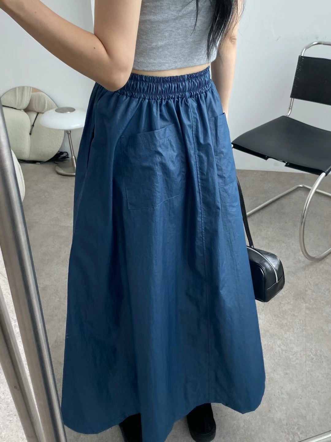 pull fabric long skirt