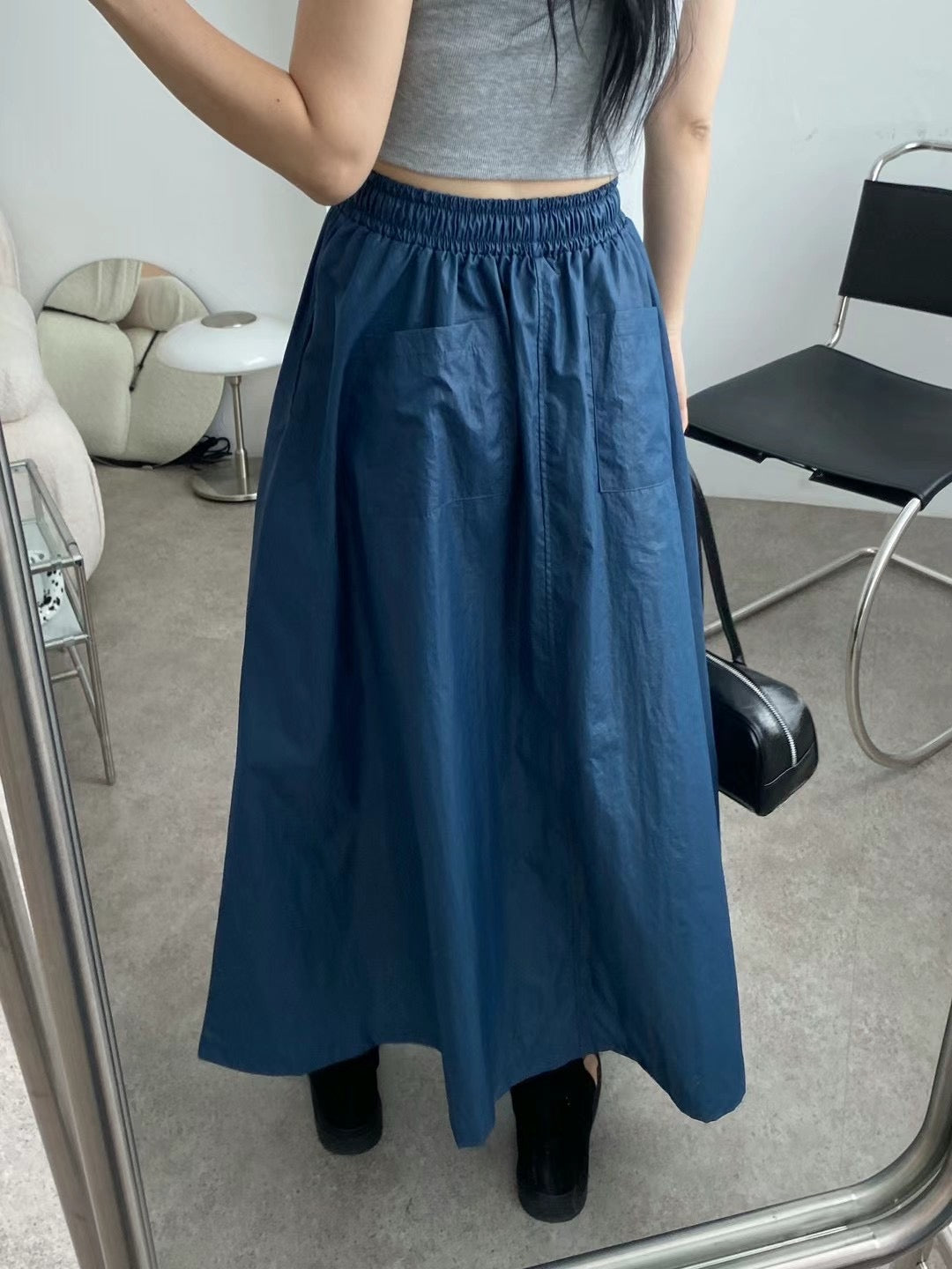 pull fabric long skirt