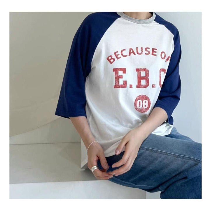 E.B.C英文字牛角膊Tee