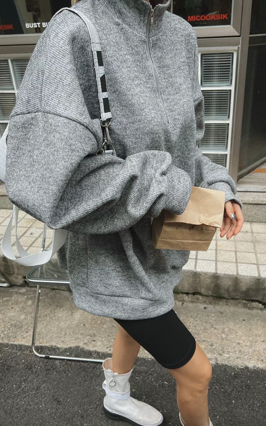 zipper sleeve sweatshirt