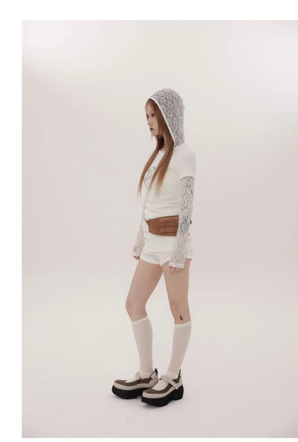 Lace hooded Tee