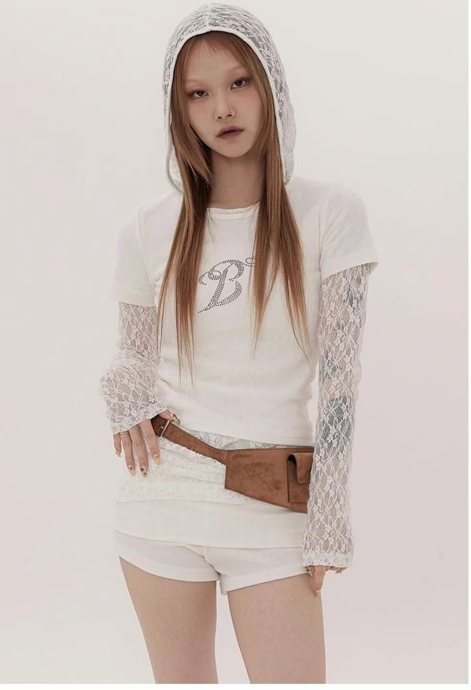 Lace hooded Tee