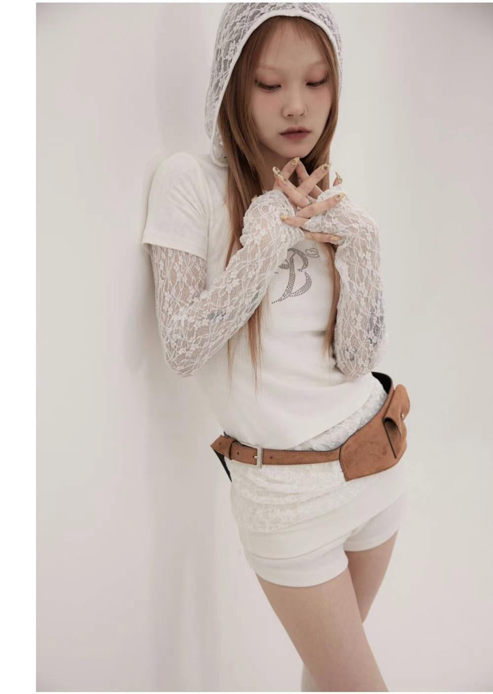 Lace hooded Tee