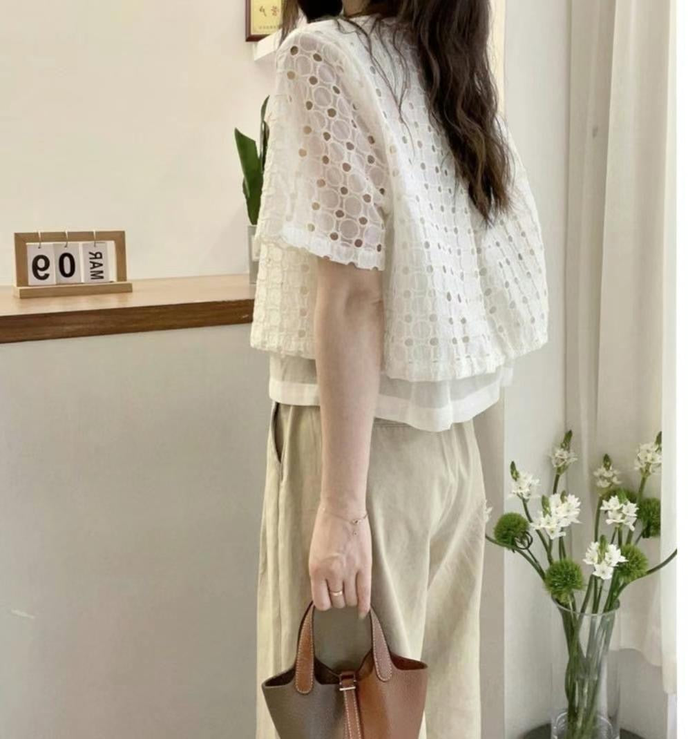 Cotton Lace 拼紗短袖外套