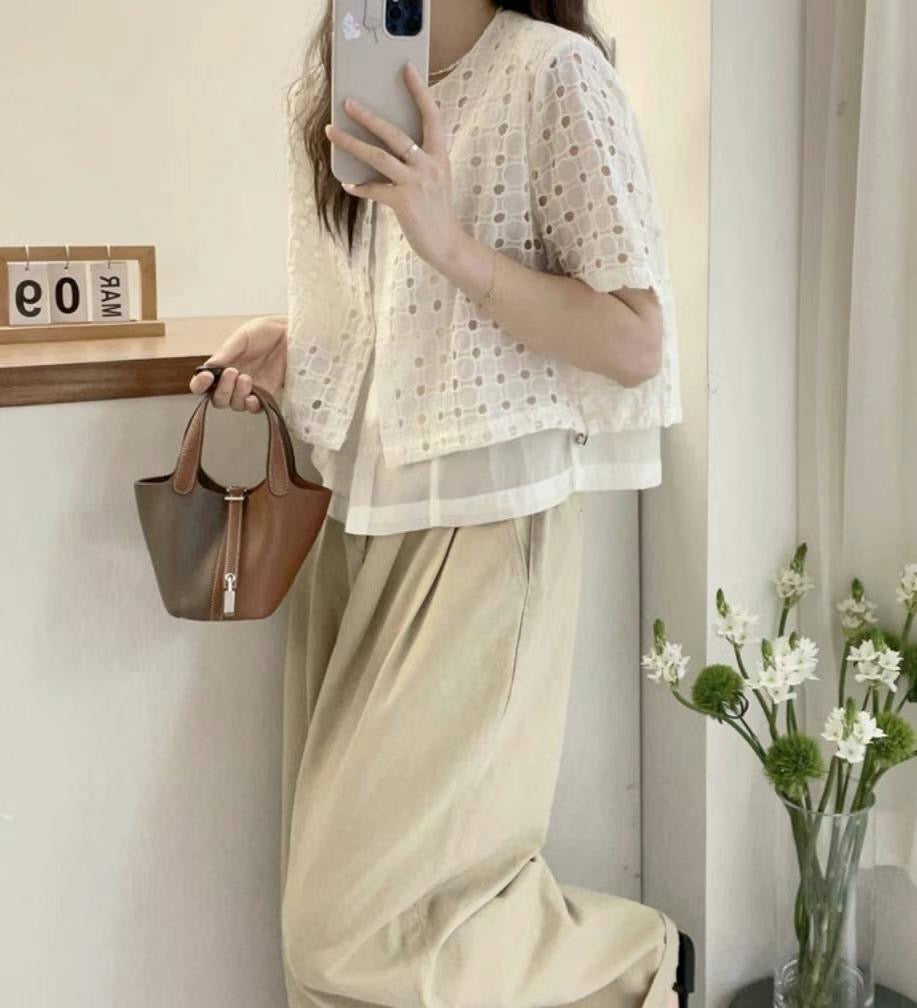 Cotton Lace 拼紗短袖外套
