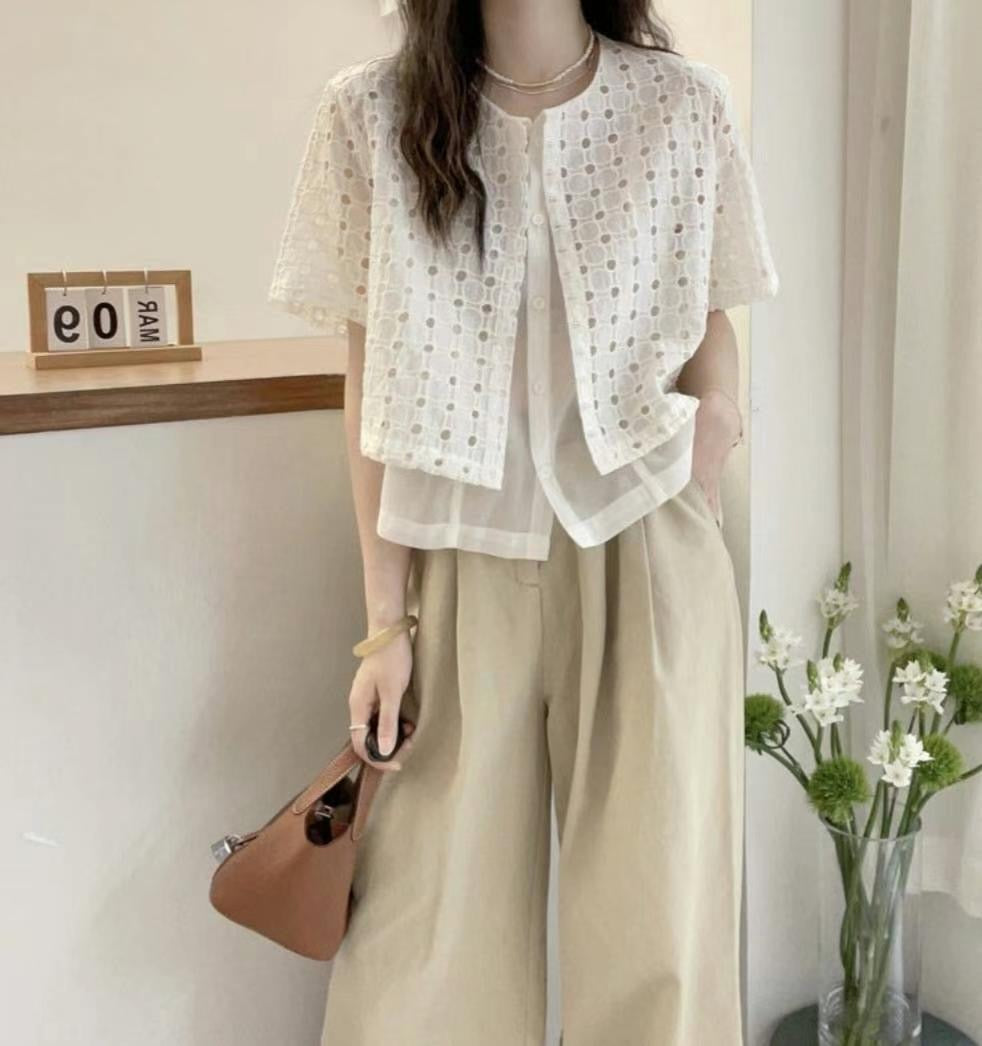 Cotton Lace 拼紗短袖外套