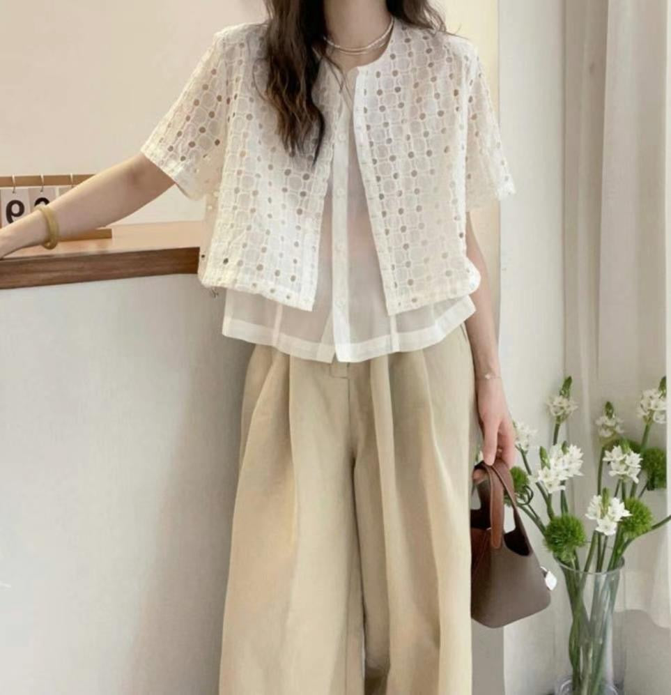 Cotton Lace 拼紗短袖外套