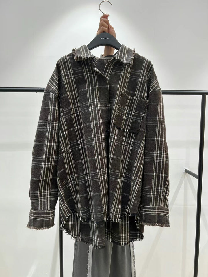 Large checkered fleece shirt