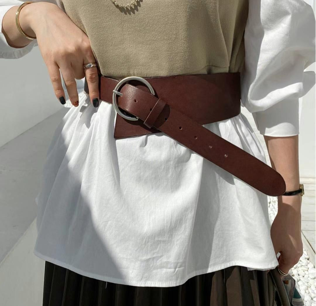 Y-shaped thick leather belt