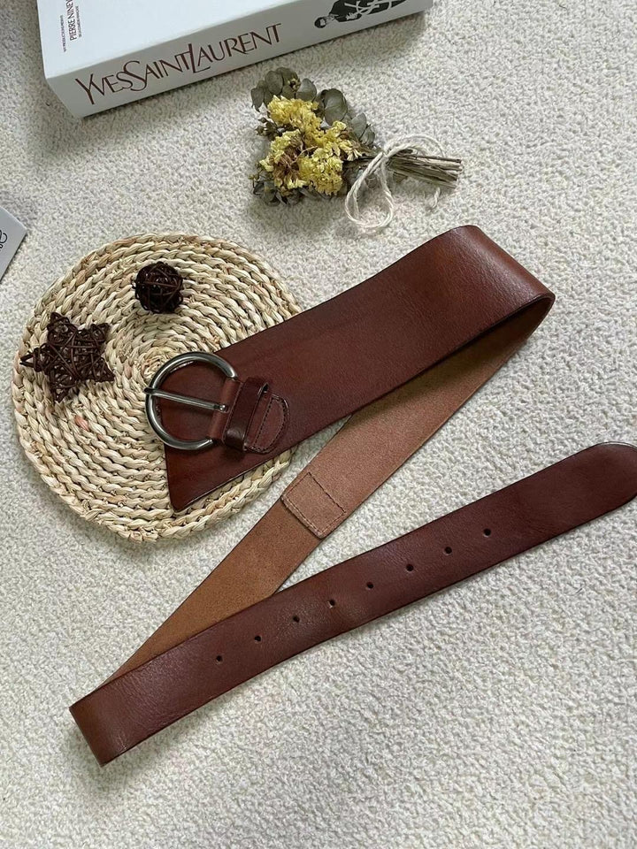 Y-shaped thick leather belt