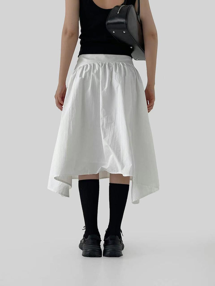 Belted long umbrella skirt