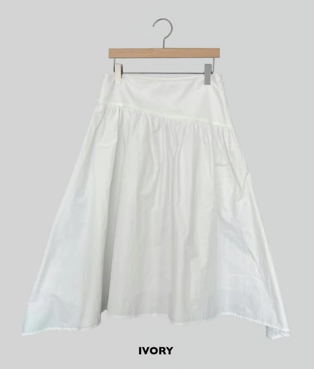 Belted long umbrella skirt