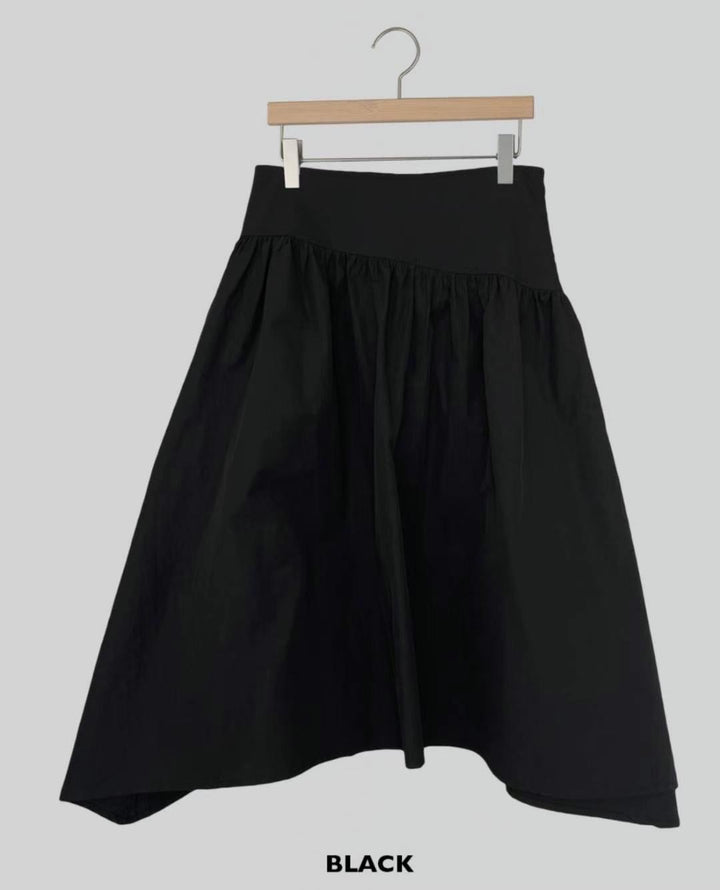 Belted long umbrella skirt