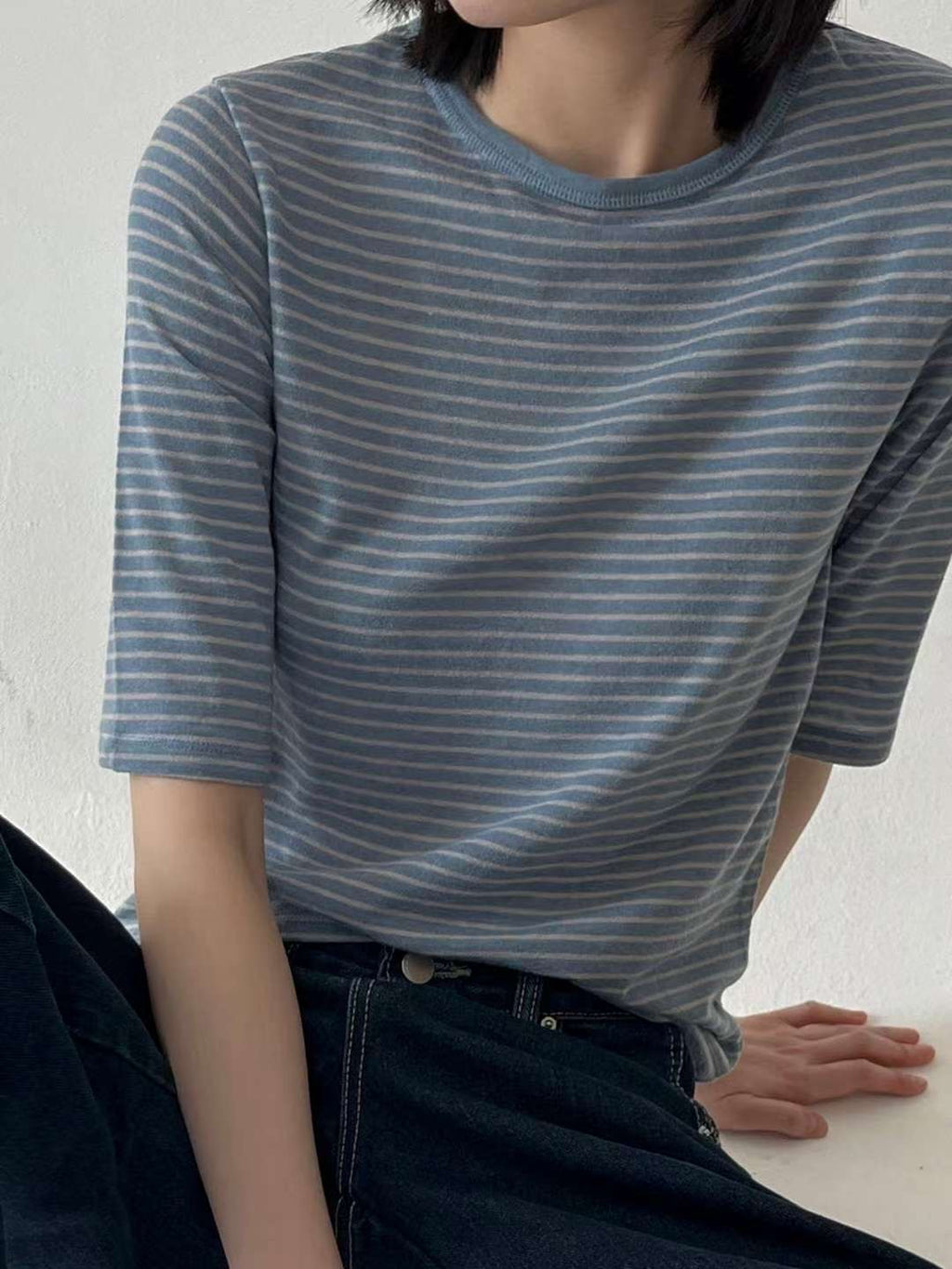 橫間中袖薄Tee