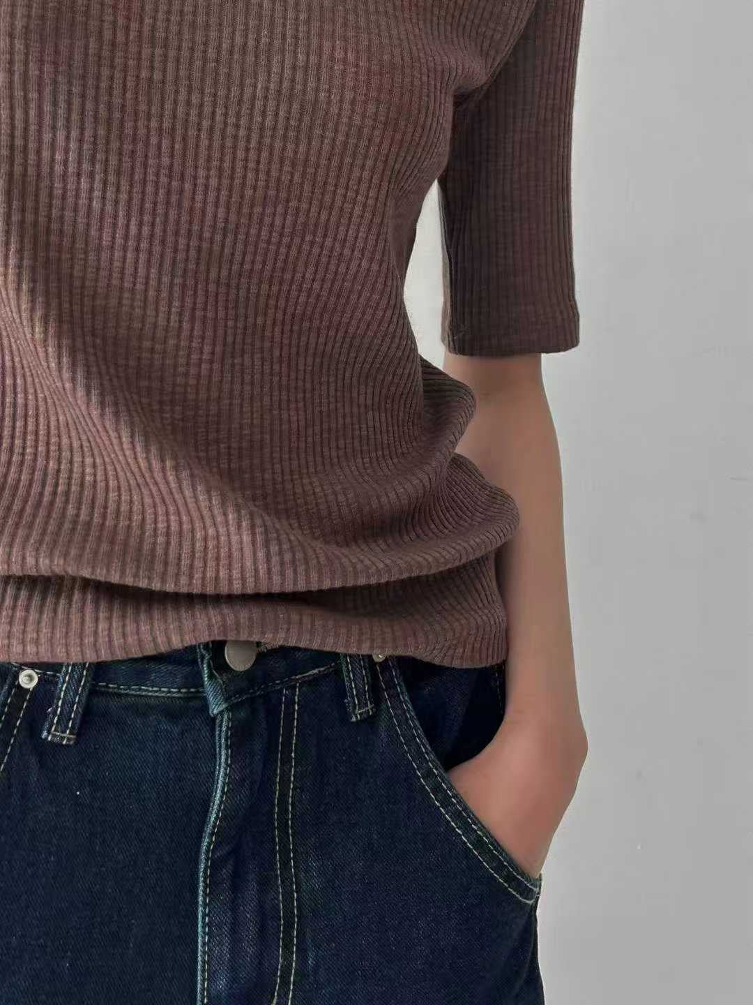 坑紋中袖Tee