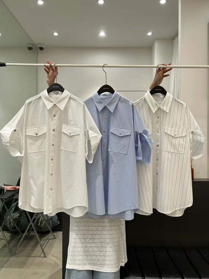 fold sleeve pocket shirt