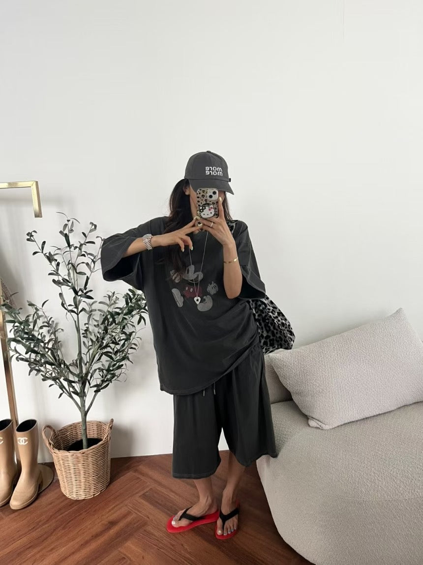 MICKEY 洗水Tee (set裝可另購洗水闊腳短褲)