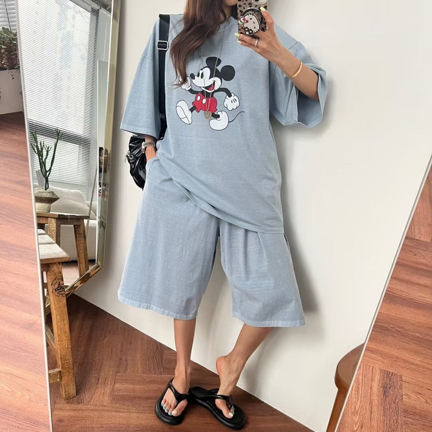 MICKEY 洗水Tee (set裝可另購洗水闊腳短褲)